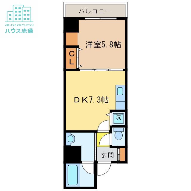 エススリーでじま(1DK/4階)の間取り写真