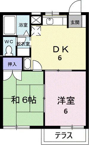 ニューシティ大城(2DK/1階)の間取り写真