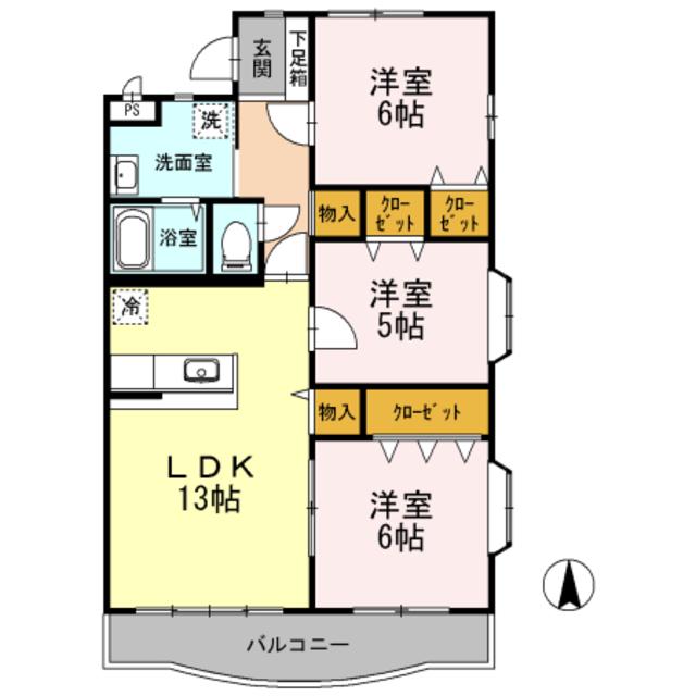エスペランサ II(3LDK/3階)の間取り写真