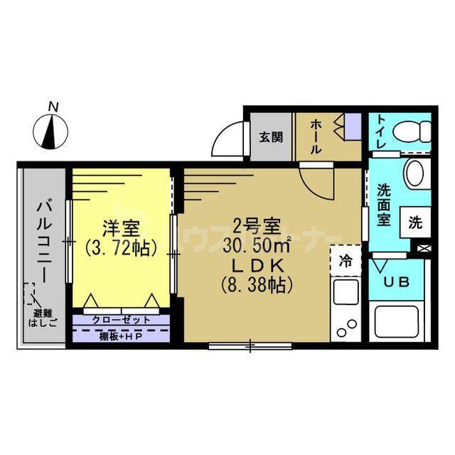 ウッドストック(1LDK/1階)の間取り写真
