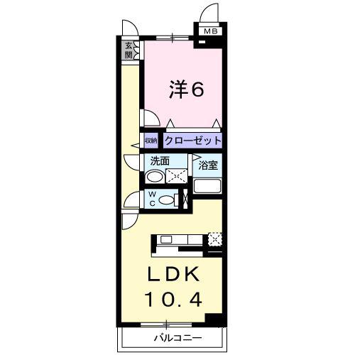 ローズパティオ(1LDK/3階)の間取り写真