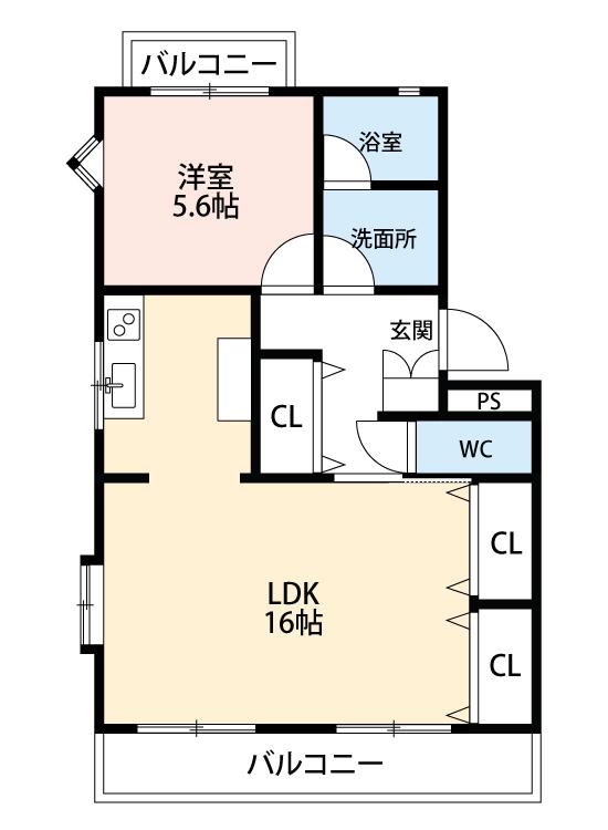 グランドゥール須田(1LDK/4階)の間取り写真