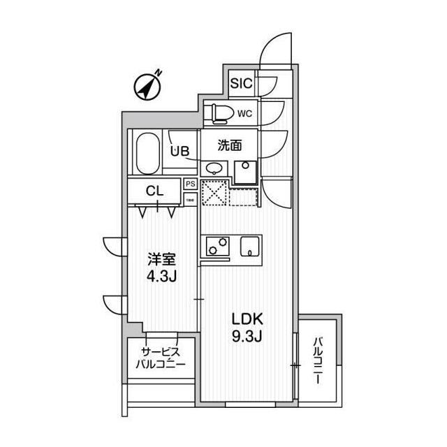 コンポジット渋谷初台 部屋番号403(1LDK/3階)の間取り写真
