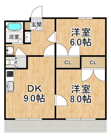 ヴィフォレストⅠ(2DK/3階)の間取り写真