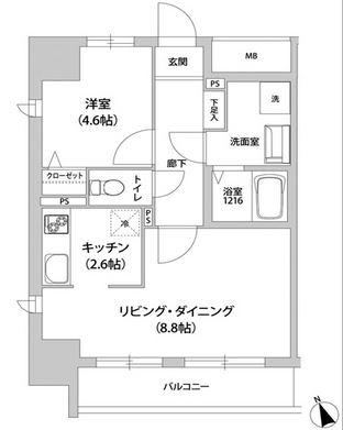 KANZE SHIBAURA RESIDENCEカンゼシバウラレジ(1LDK/9階)の間取り写真