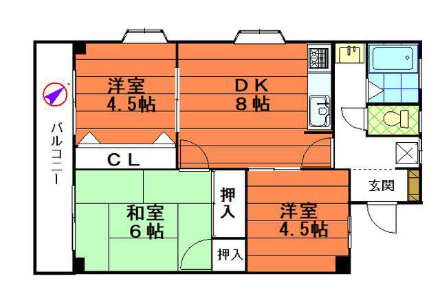 重森ビル(3DK/2階)の間取り写真