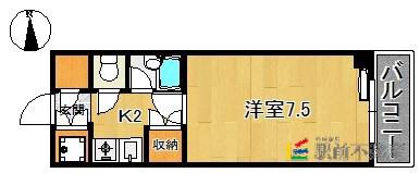 ヤナガワアイビースクエア(1K/6階)の間取り写真