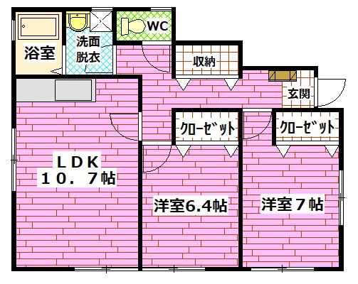 プレステージさくら野(2LDK/1階)の間取り写真