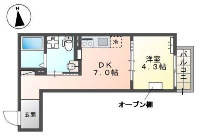 八王子市北野町マンション工事(1DK/2階)の間取り写真
