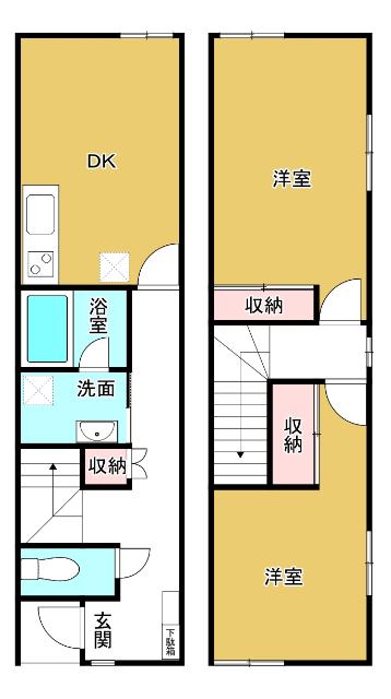 GLORY908第2メゾネット(2LDK/1階)の間取り写真