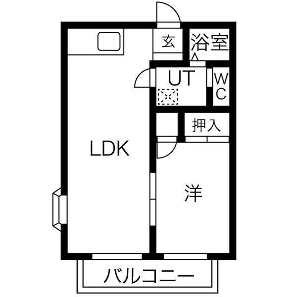 MUヒルズA(1LDK/2階)の間取り写真