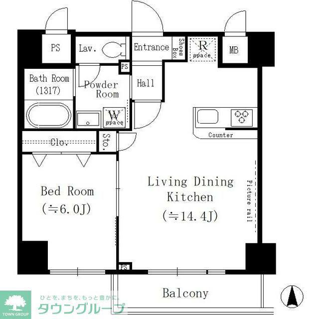 YUNO ART KAMEIDO(1LDK/11階)の間取り写真