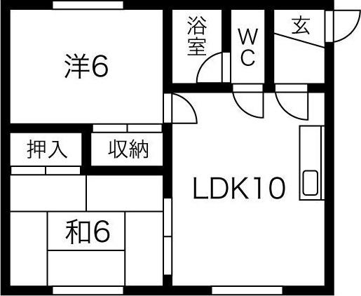 斉藤ハイツB(2LDK/1階)の間取り写真