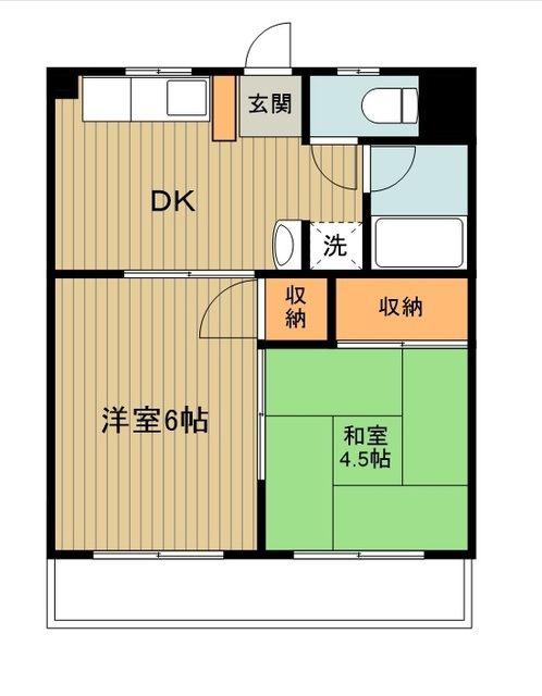 増尾マンション(2DK/1階)の間取り写真
