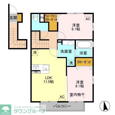ブルージュ(2LDK/2階)の間取り写真