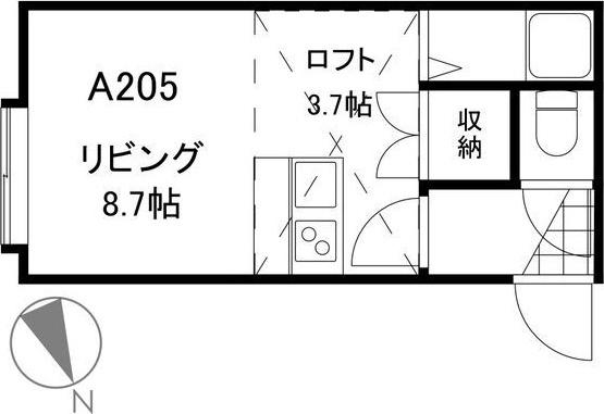 アルジャンテ桑園A棟(1SK/2階)の間取り写真