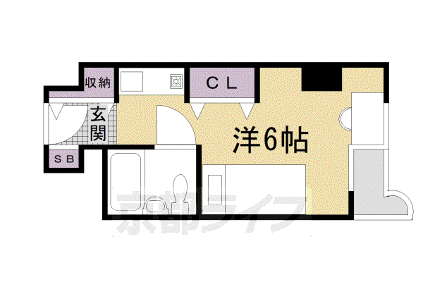 ウエスト-1(ワンルーム/4階)の間取り写真
