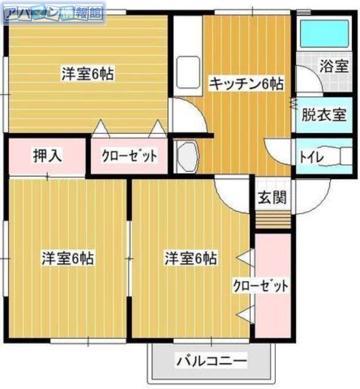 プティ・シャトー(3DK/2階)の間取り写真