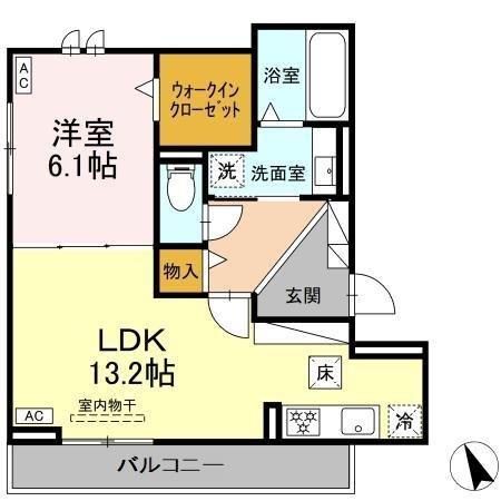 ペルレK(1LDK/1階)の間取り写真