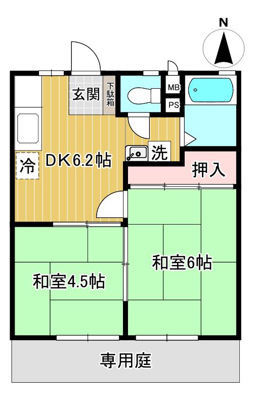 きさらぎハイツ(2DK/1階)の間取り写真