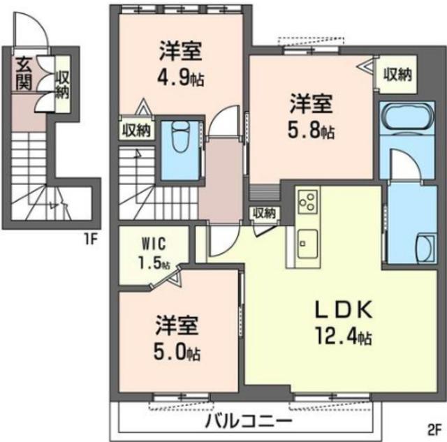トミーガーデンF(3LDK/2階)の間取り写真