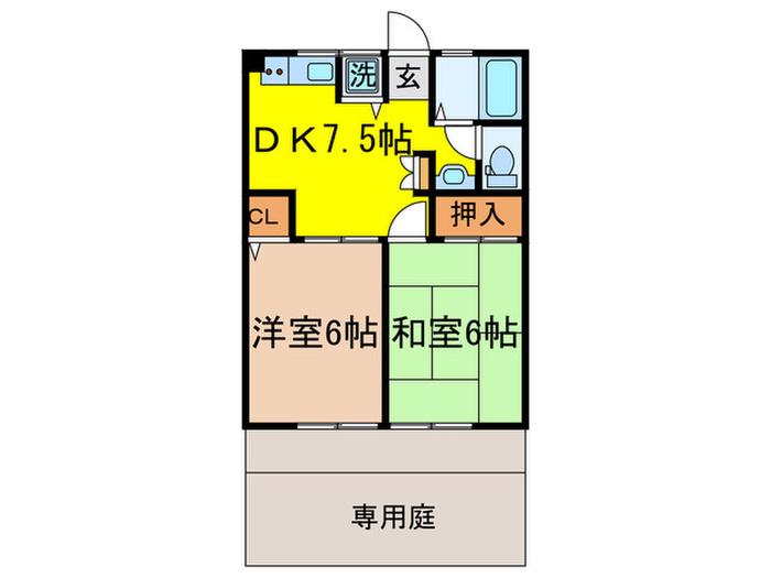 シティハイム田中(2DK/1階)の間取り写真