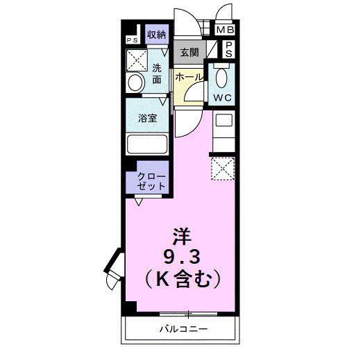 ラピスラズリ(ワンルーム/2階)の間取り写真