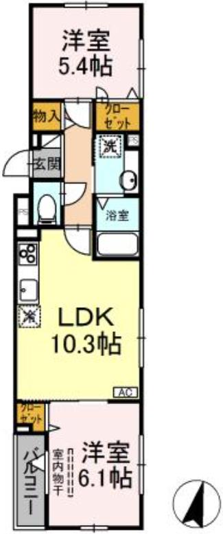 ナナラ緑町(2LDK/3階)の間取り写真