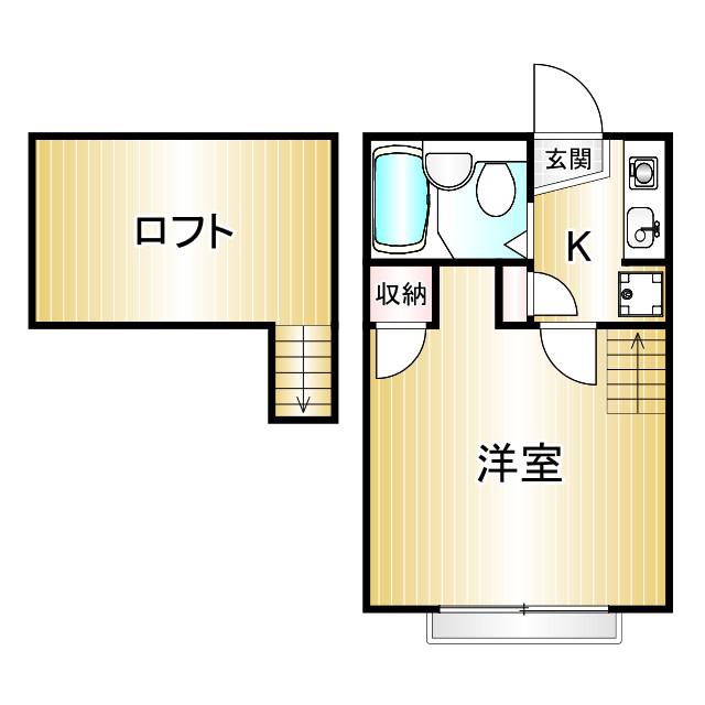 メープルMH(1K/1階)の間取り写真