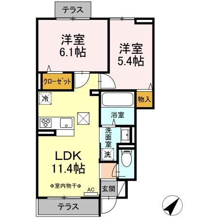 RSHEIM(2LDK/1階)の間取り写真