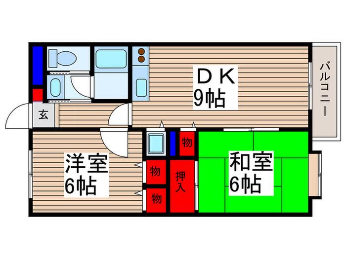 ディアコートKAWAGUCHI(2DK/1階)の間取り写真