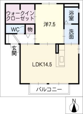 ル・プランタンC棟(1LDK/1階)の間取り写真