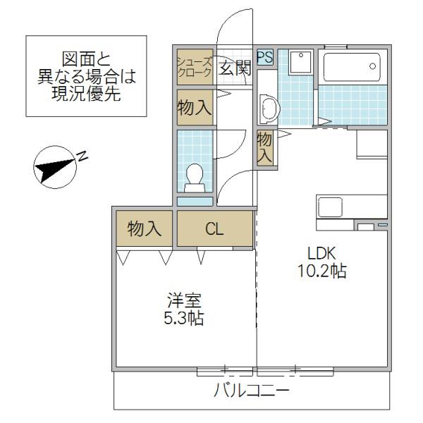 シティーピア(1LDK/3階)の間取り写真