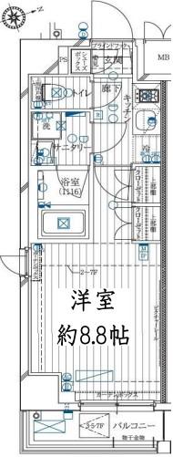 レガリス用賀(1K/8階)の間取り写真