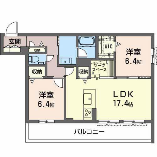 ヴィオレッタ(2LDK/2階)の間取り写真