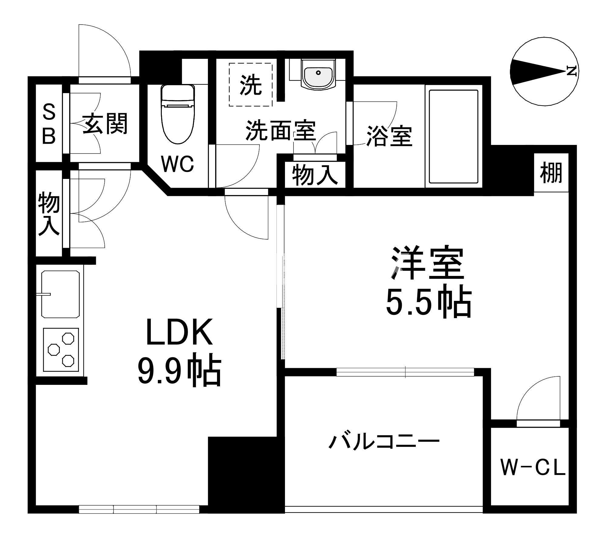 クレヴィアタワー大阪本町(1LDK/13階)の間取り写真