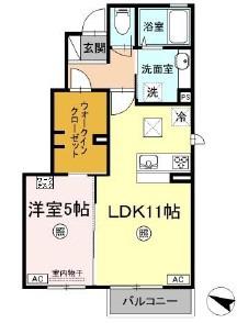 恵比寿III(1LDK/1階)の間取り写真