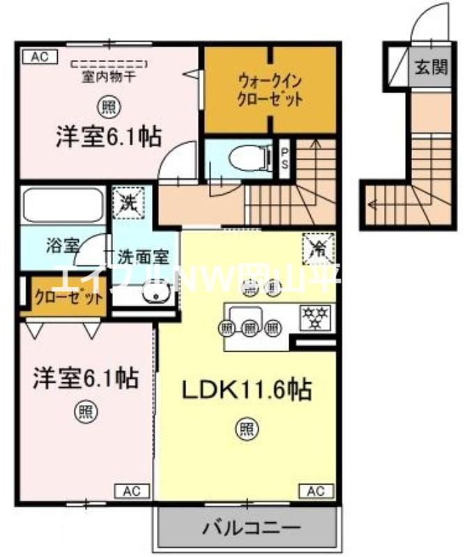 シャンポールさい E棟(2LDK/2階)の間取り写真