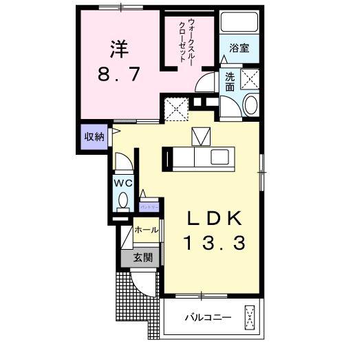 リオコリーナ(1LDK/1階)の間取り写真