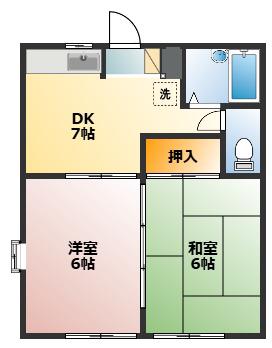 ガーデンハウス東戸塚B(2DK/1階)の間取り写真