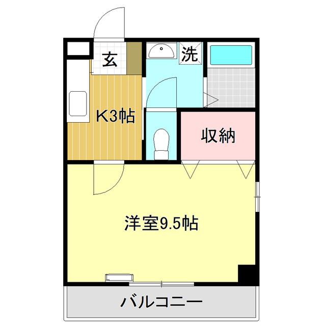 フォンテーヌ昭和町(1K/3階)の間取り写真
