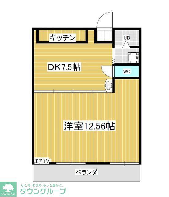 ワシミヤビル(1DK/2階)の間取り写真