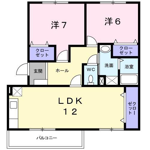 イーストレジデンス(2LDK/1階)の間取り写真