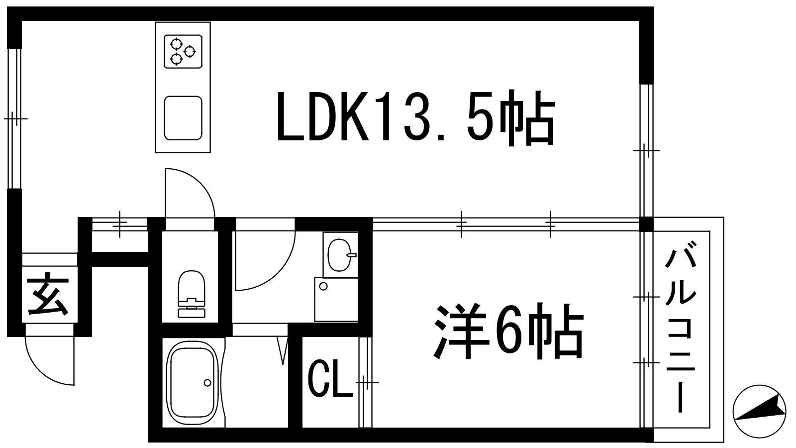 住吉ハイツ(1LDK/1階)の間取り写真