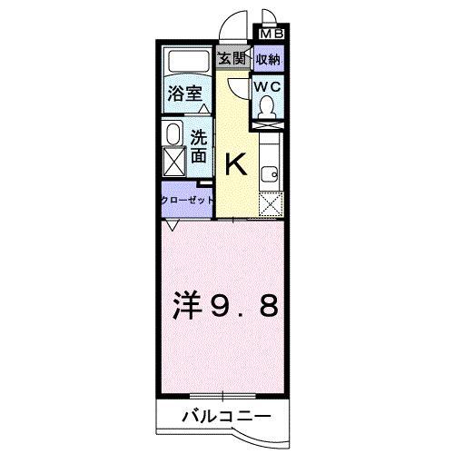 ハーモニー21(1K/2階)の間取り写真