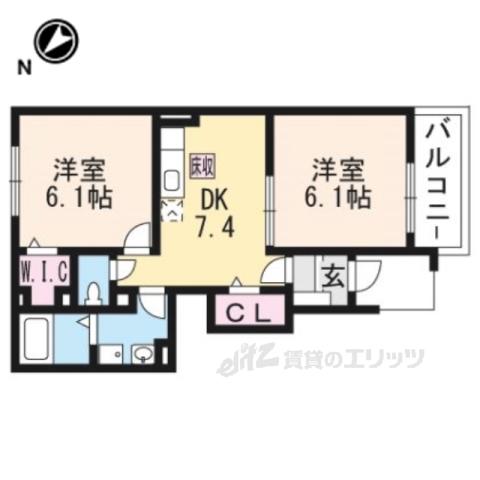 ヴァーサレミィ-A(2DK/1階)の間取り写真