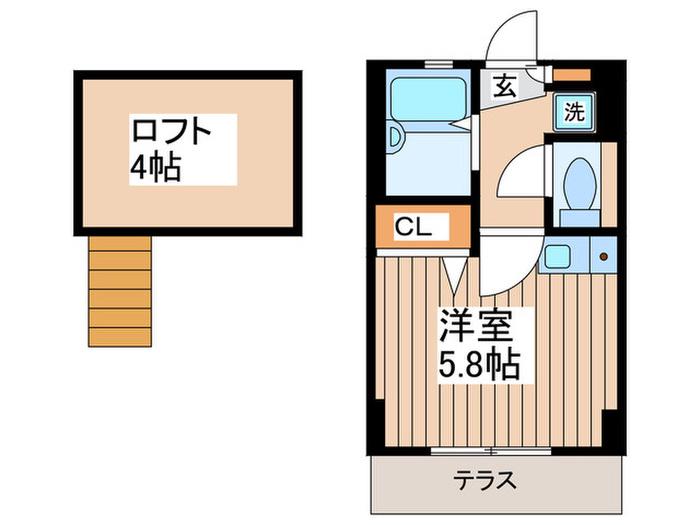 アルベリーノ東高円寺(ワンルーム/1階)の間取り写真