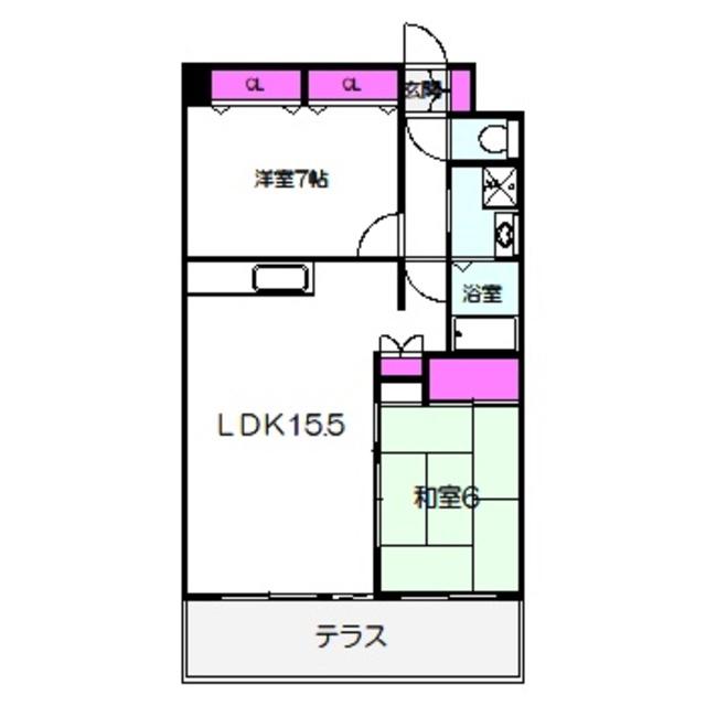 リベルテアミューザ(2LDK/1階)の間取り写真