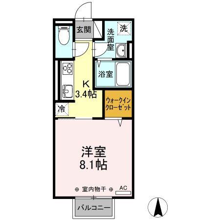 D-ROOM富田A棟(1K/2階)の間取り写真