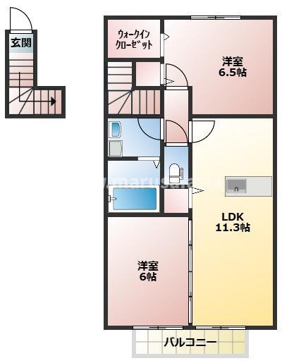 D-ROOM加納 B棟(2LDK/2階)の間取り写真